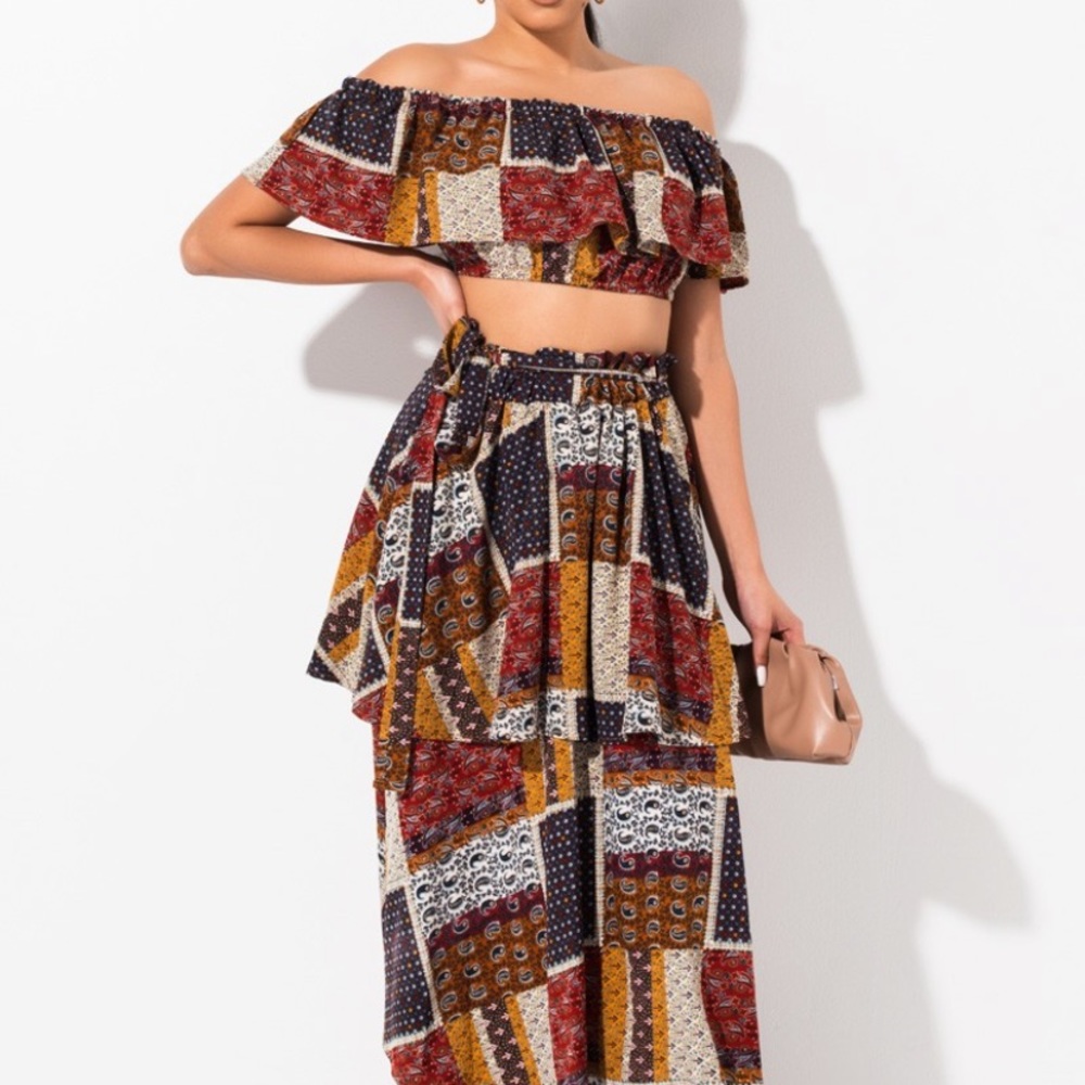 Akira Matching Crop Top and Maxi Set